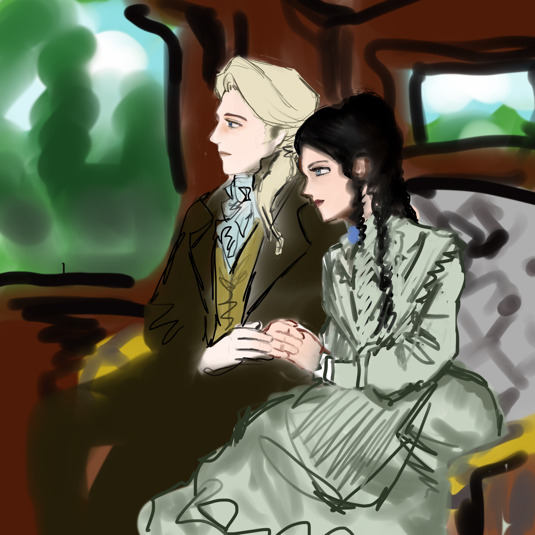 Illustration of the Russian original character with her husband
